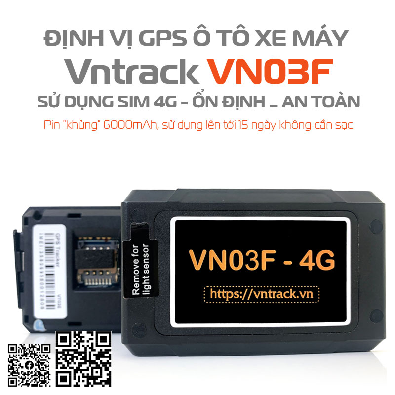 Thiết bị định vị GPS ô tô xe máy VN03F, sử dụng PIN dễ dàng lắp đặt, cất dấu